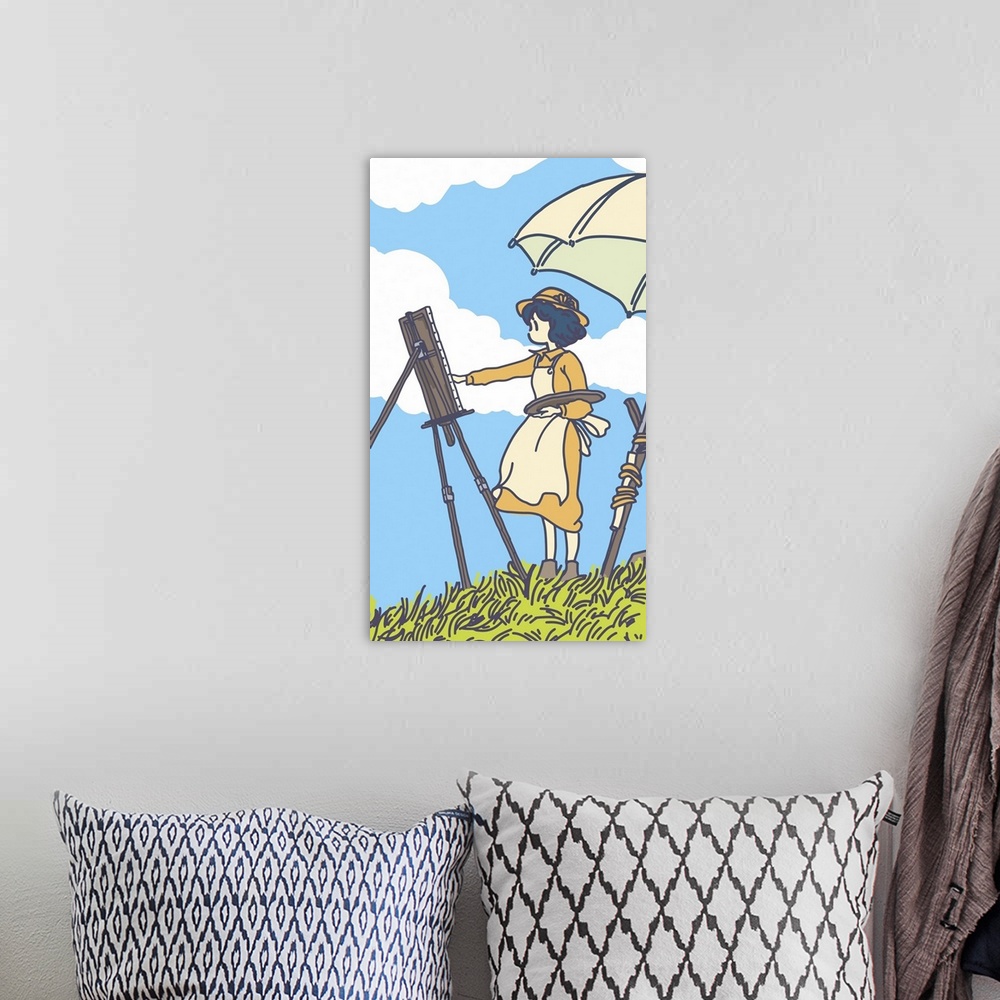 A bohemian room featuring Originally an illustration from the wind rises.