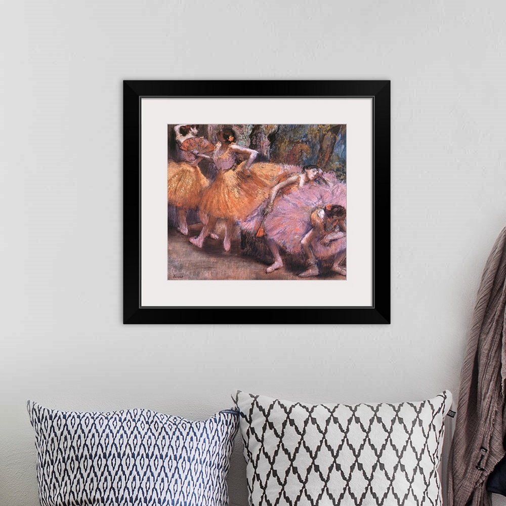 A bohemian room featuring Four Ballerinas Resting By Edgar Degas