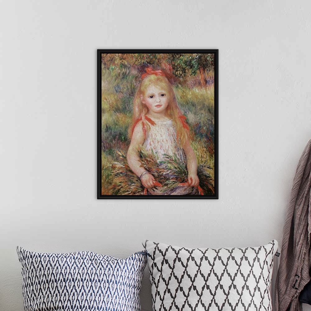 A bohemian room featuring XIR72601 Little Girl Carrying Flowers, or The Little Gleaner, 1888 (oil on canvas); by Renoir, Pi...
