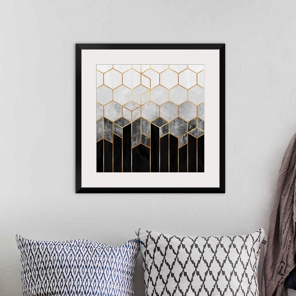 A bohemian room featuring Charcoal Hexagons