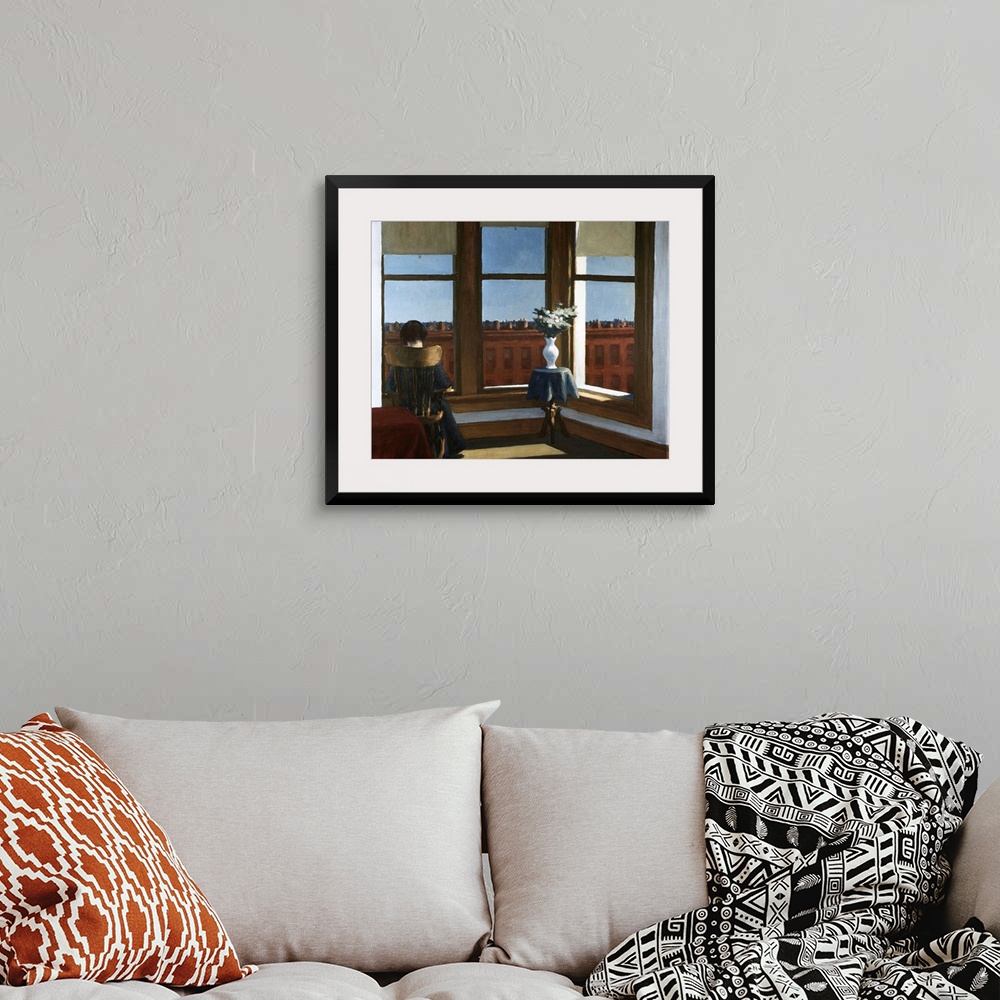 A bohemian room featuring Room In Brooklyn By Edward Hopper