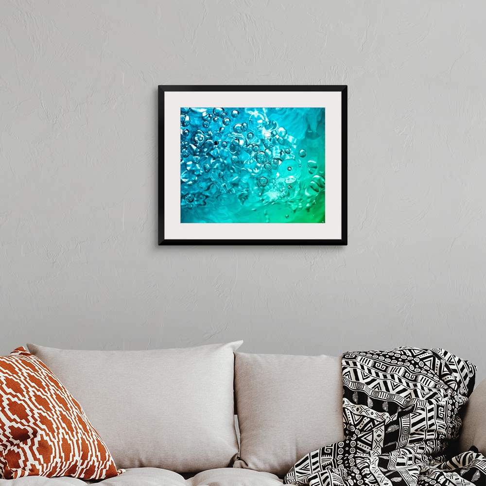 A bohemian room featuring abstract water with bubbles