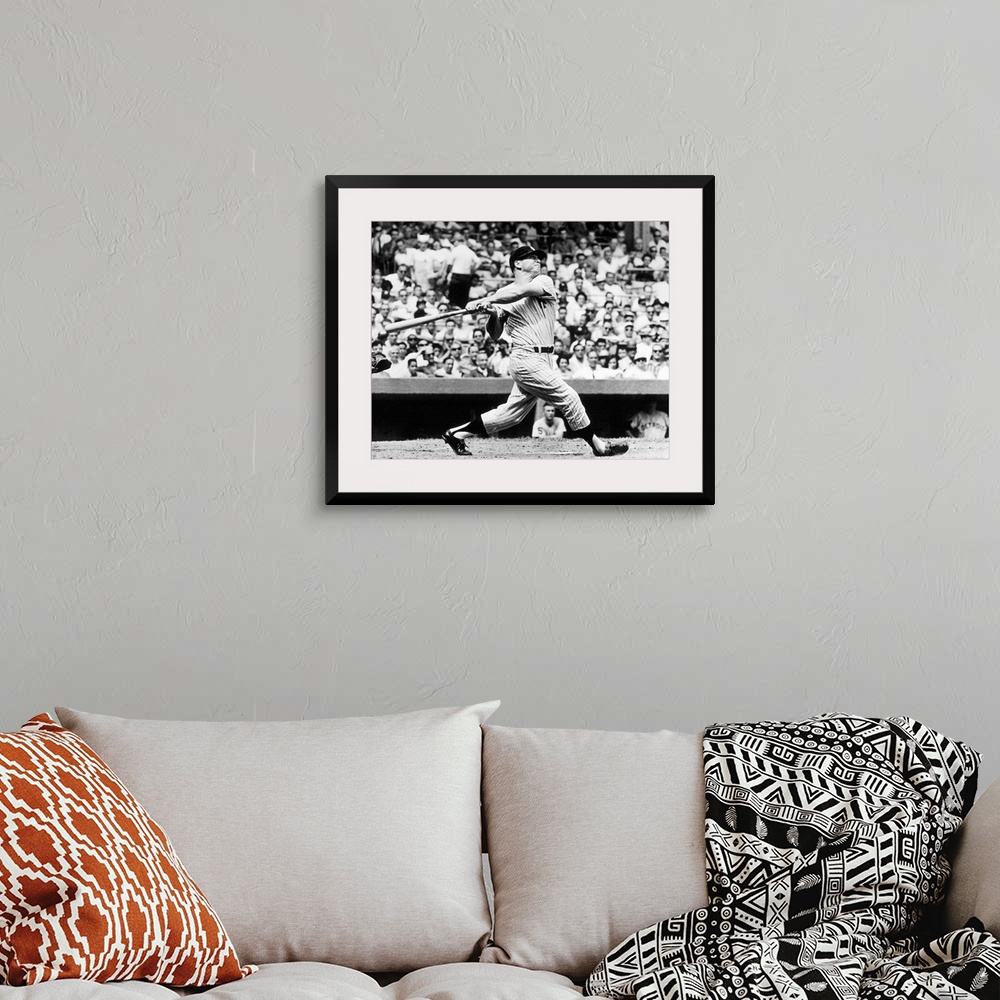 A bohemian room featuring American baseball player. As a member of the New York Yankees, hitting his 49th home run of the s...