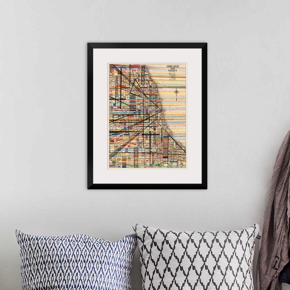 A bohemian room featuring Modern Map of Chicago