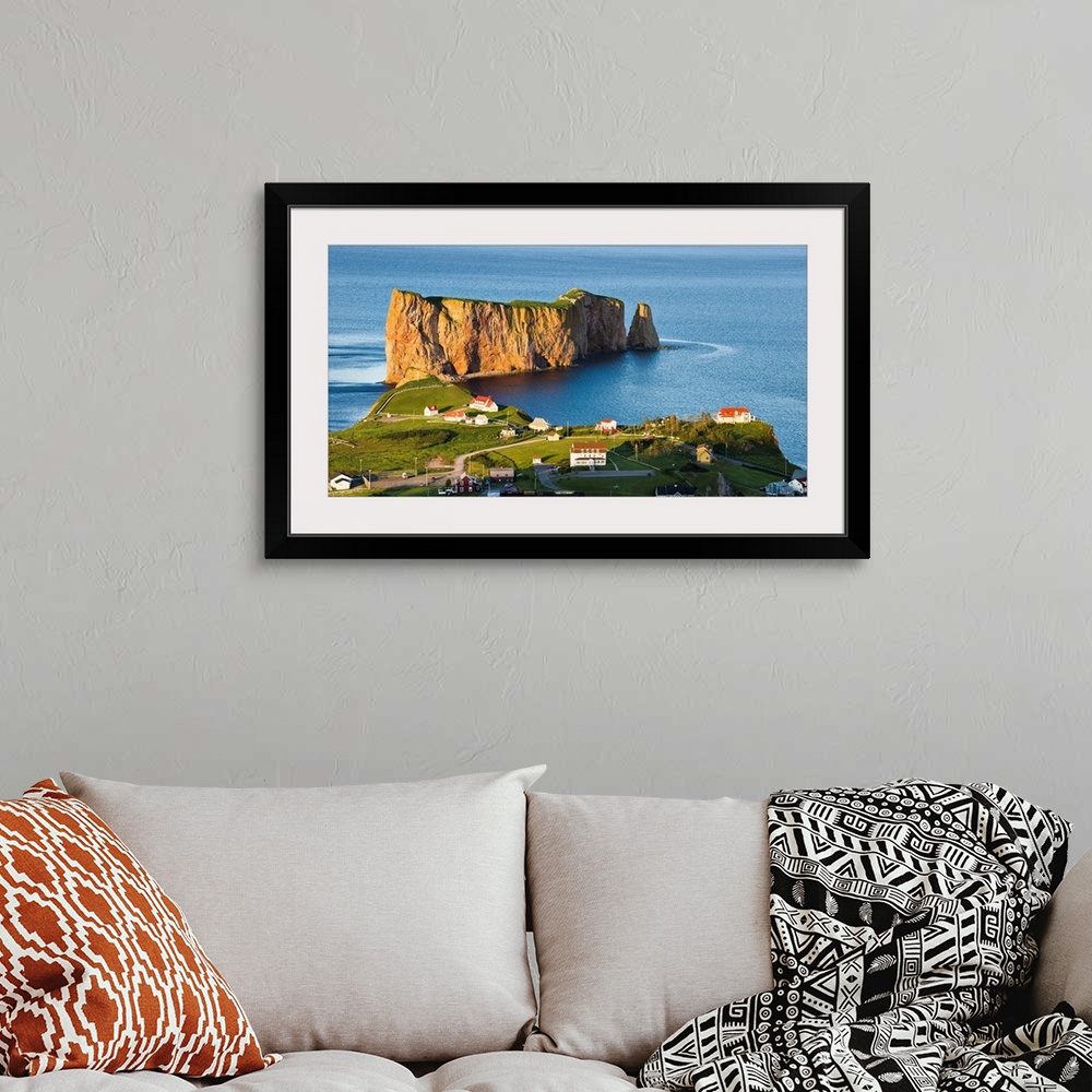 A bohemian room featuring Village And Perce Rock At Sunset, Perce, Gaspesie, Quebec, Canada