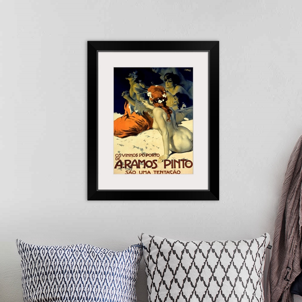 A bohemian room featuring A. Ramos Pinto, Vintage Poster