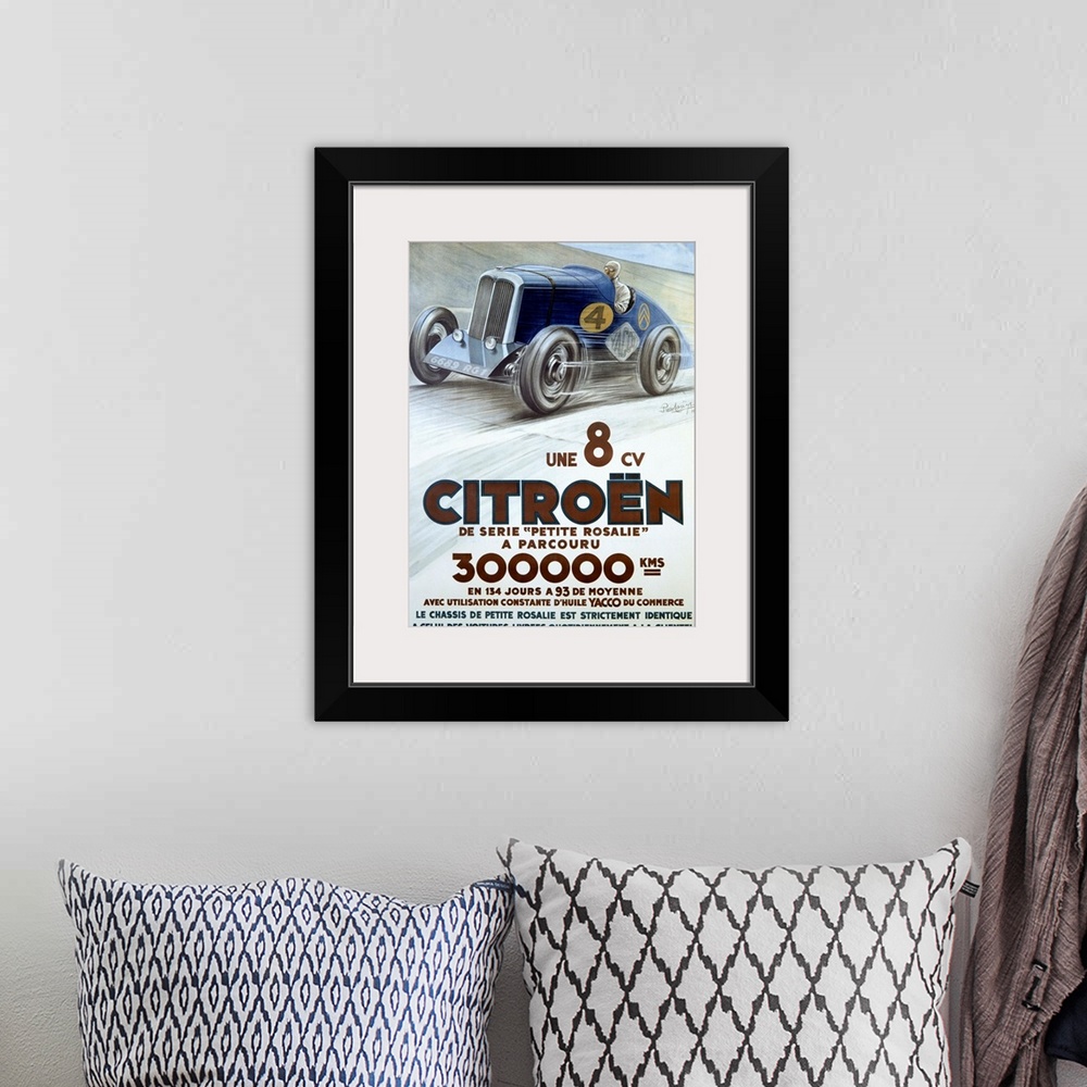 A bohemian room featuring Citroen, Une 8 CV, Vintage Poster, by Louys