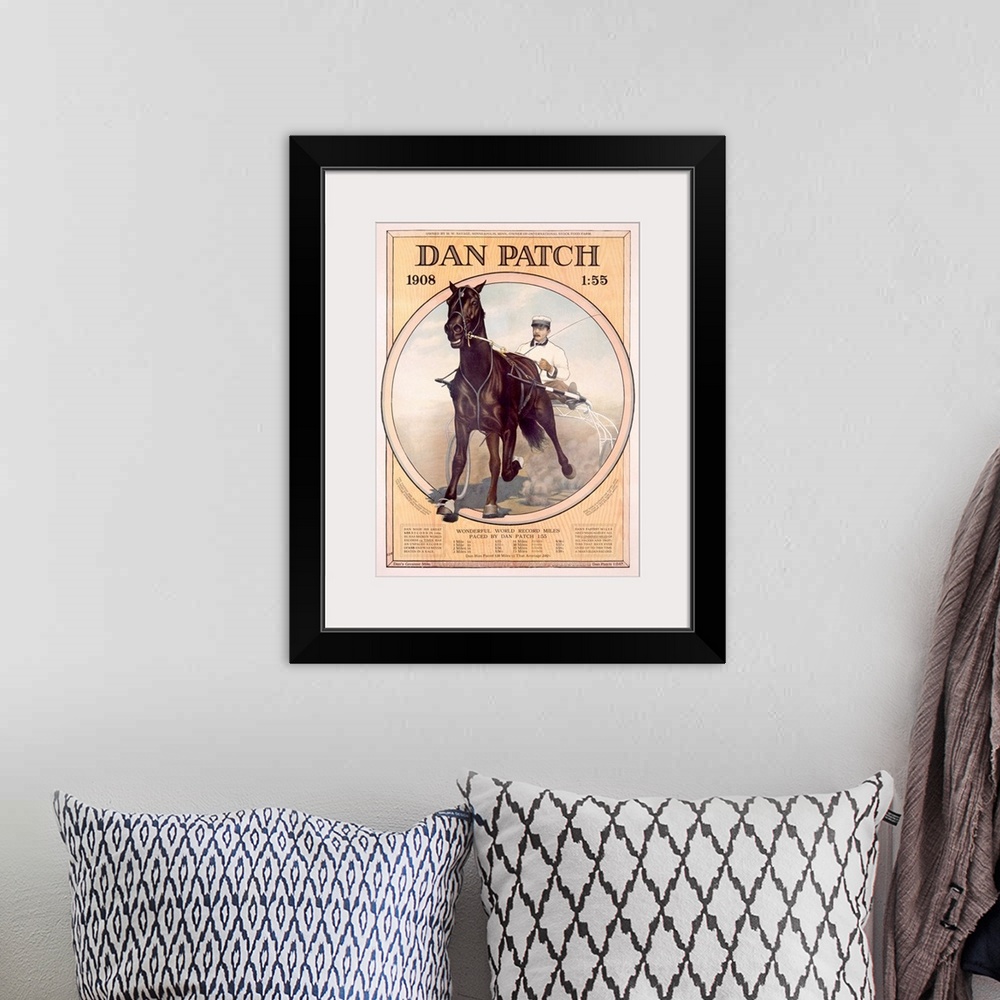 A bohemian room featuring Dan Patch, Horse with Wonderful World Records, Vintage Poster