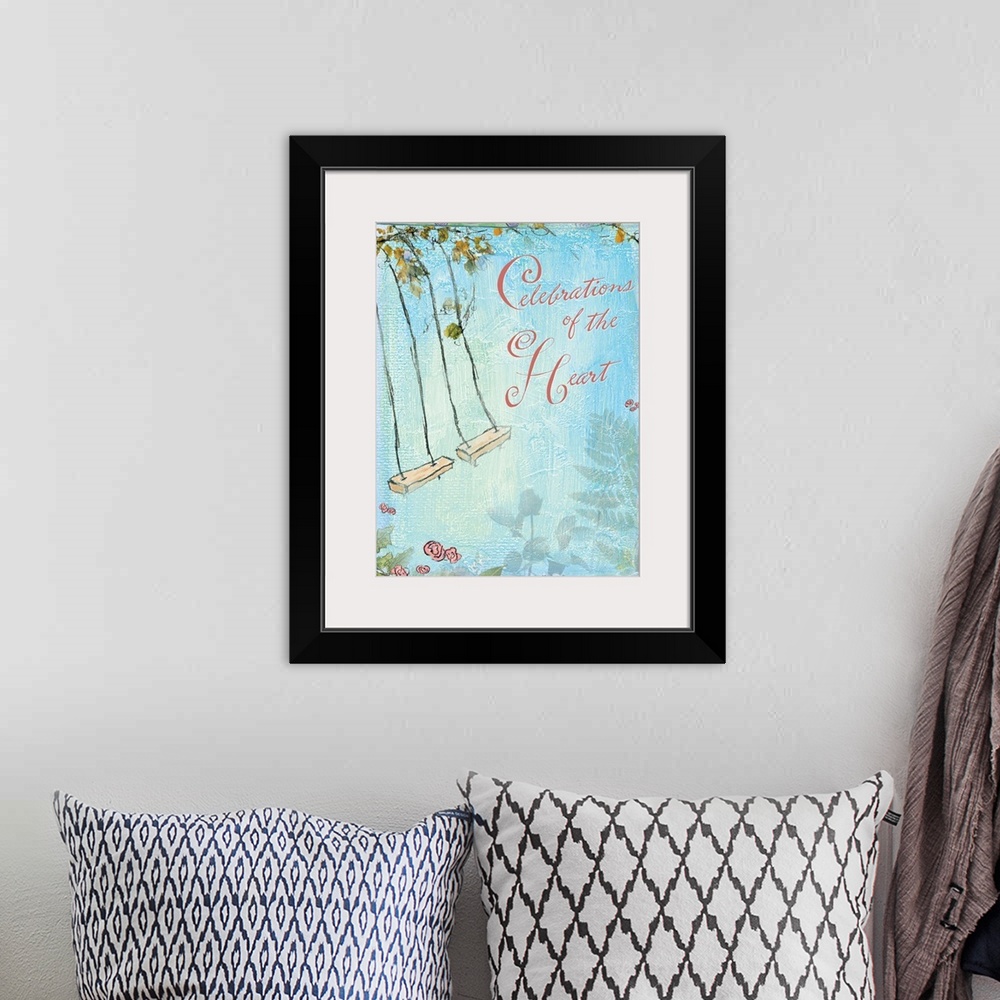 A bohemian room featuring Swings Inspirational Print