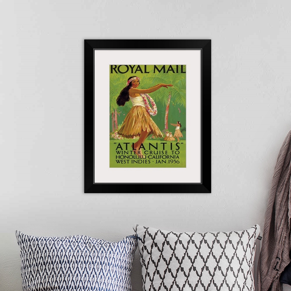 A bohemian room featuring Vintage advertisement for Royal Mail, Atlantis.