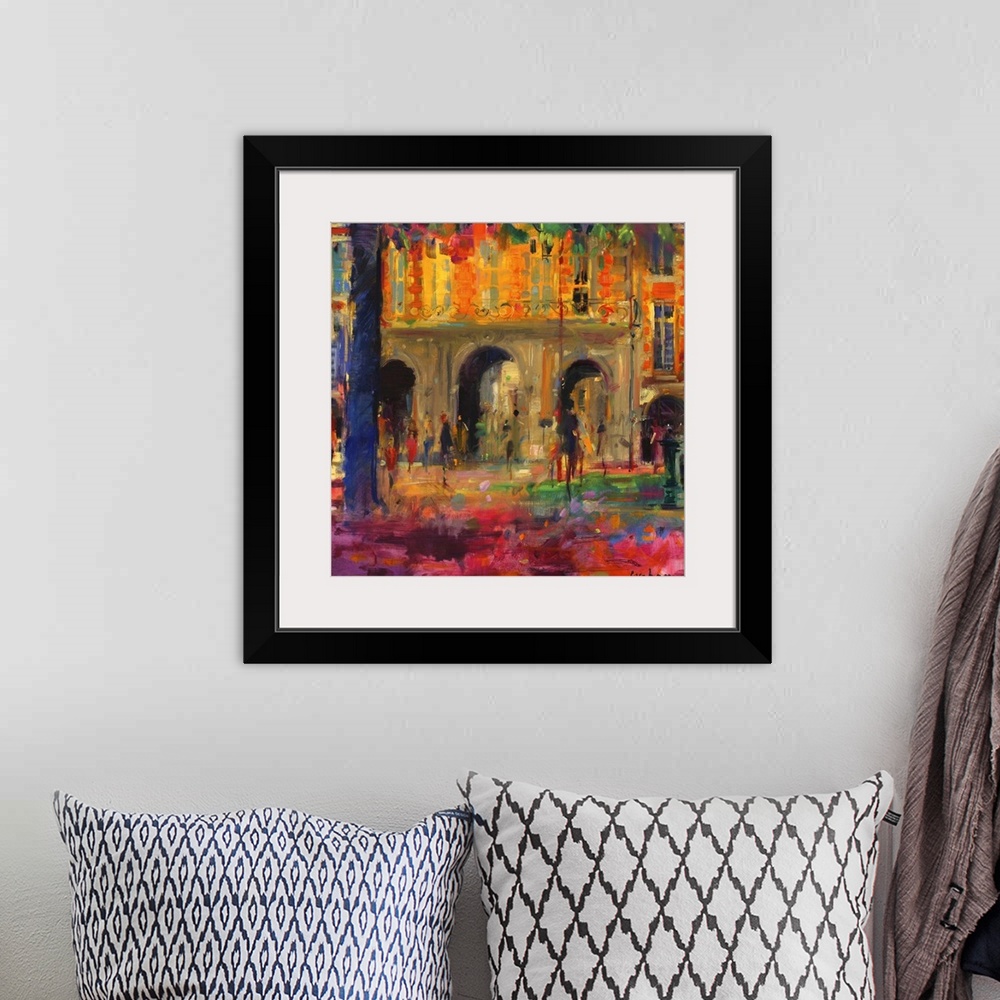 A bohemian room featuring GHM350113 The Royal Pavillion, Place des Vosges (oil on canvas)  by Graham, Peter (Contemporary A...
