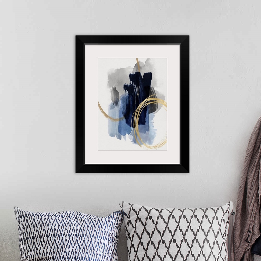 A bohemian room featuring Abstract Motion Blue II X