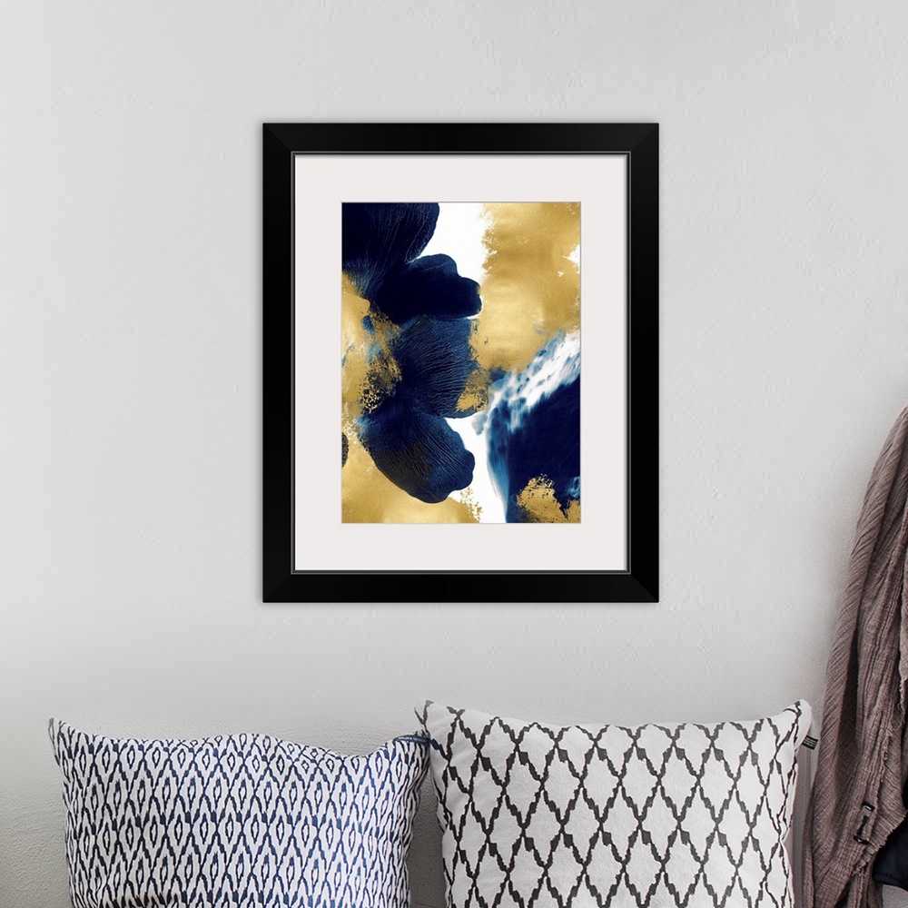 A bohemian room featuring Blue Gold Abstracts IV