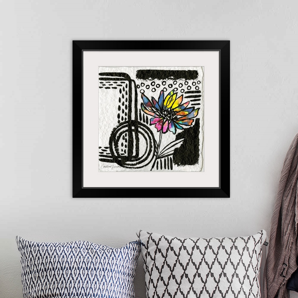 A bohemian room featuring This big and bold abstract will make an impactful design statement!