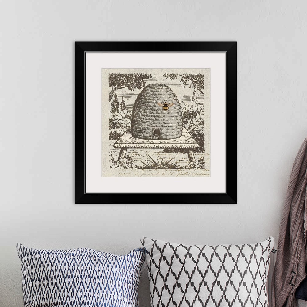 A bohemian room featuring Lovely monochromatic bee skep makes for a beautiful accent design.