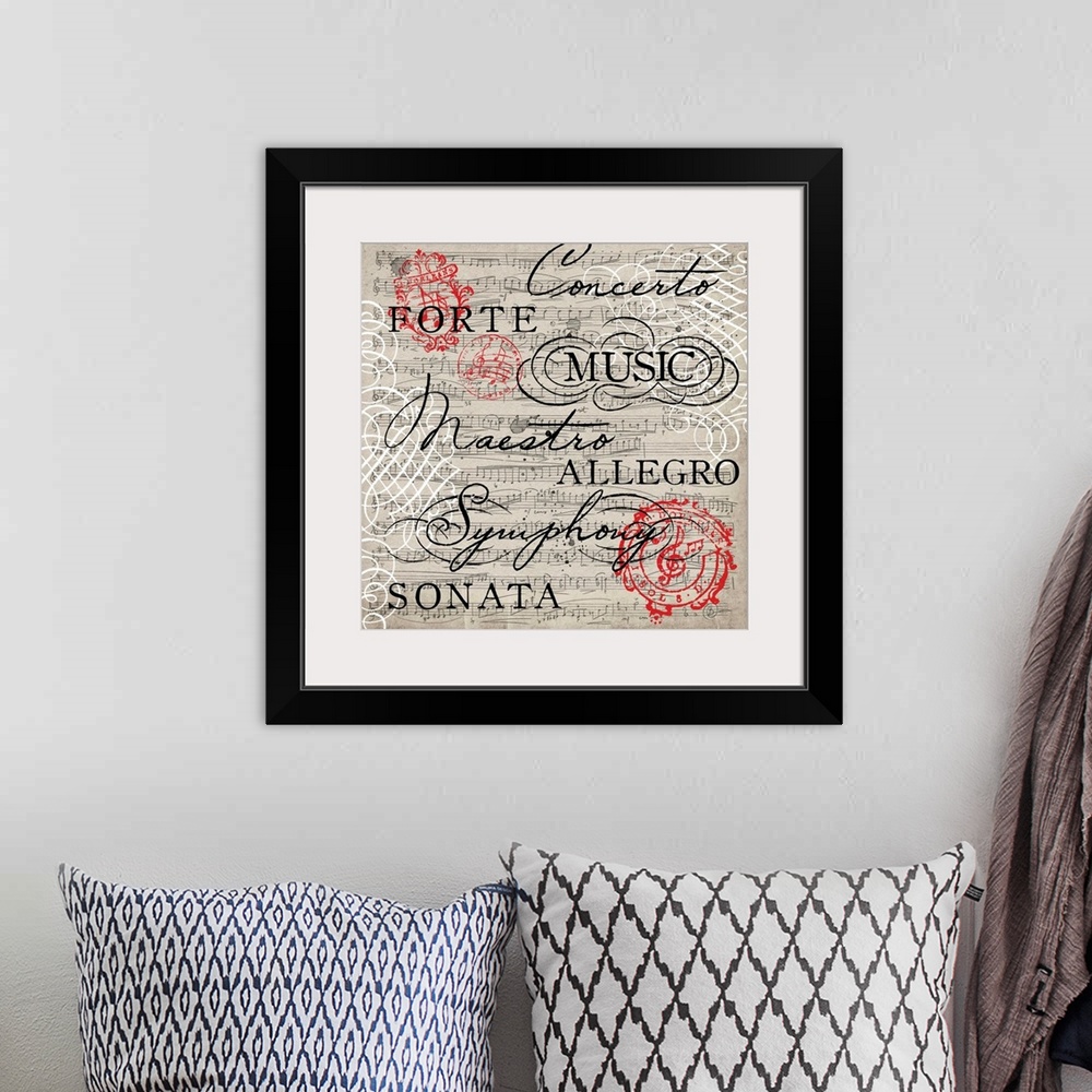 A bohemian room featuring Music lovers will delight in this lyrical sheet music wall decor.