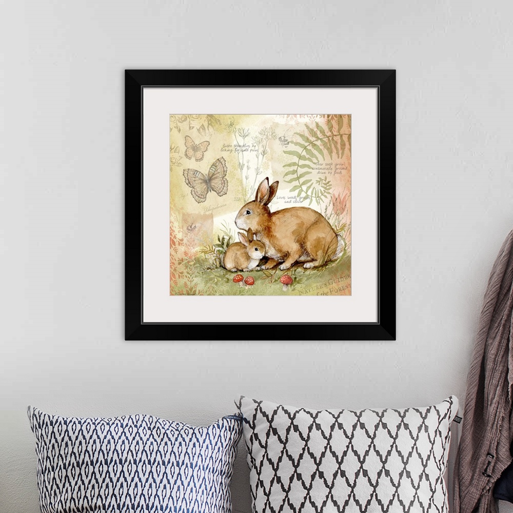 A bohemian room featuring A nature botanical featuring a woodsy bunny family!
