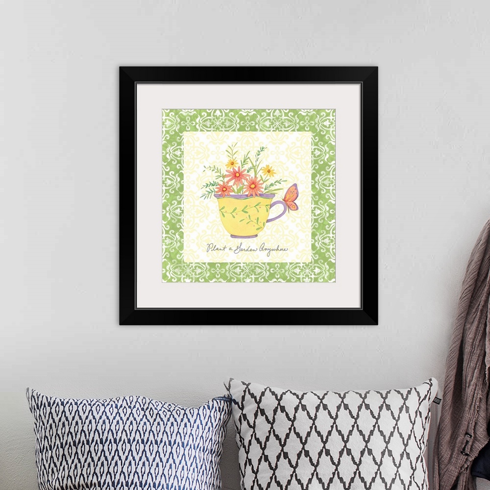 A bohemian room featuring Charming and sentimental teacup image adds sweetness to the kitchen!