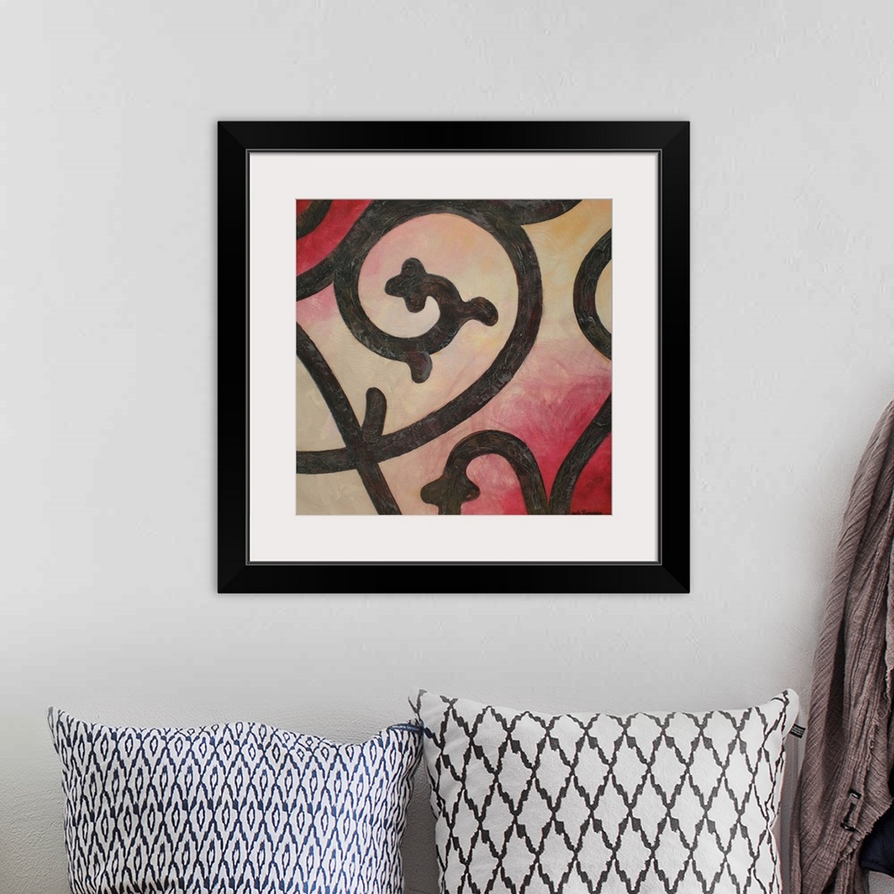 A bohemian room featuring This is number III from the Wrought Iron Series. Abstract wrought iron design on a background mad...