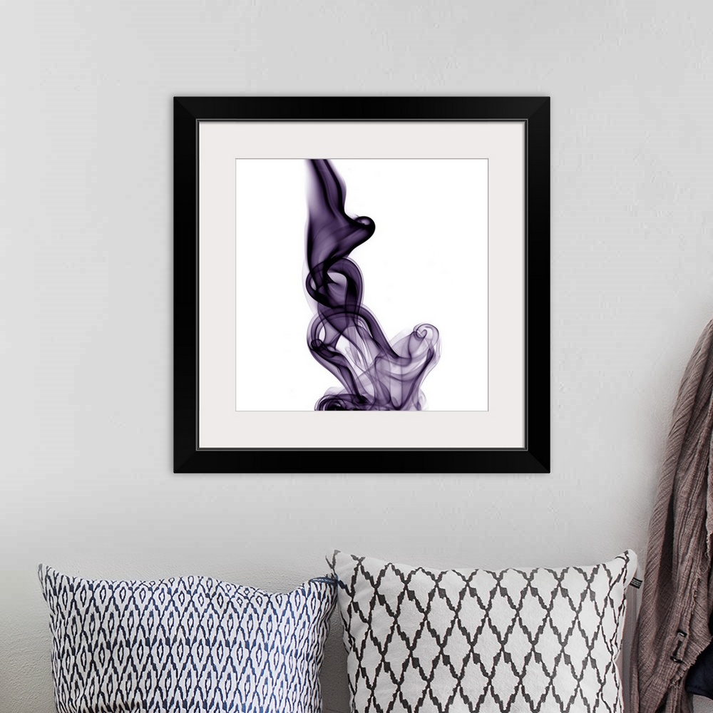 A bohemian room featuring Abstract background from cigarette smoke in purple.