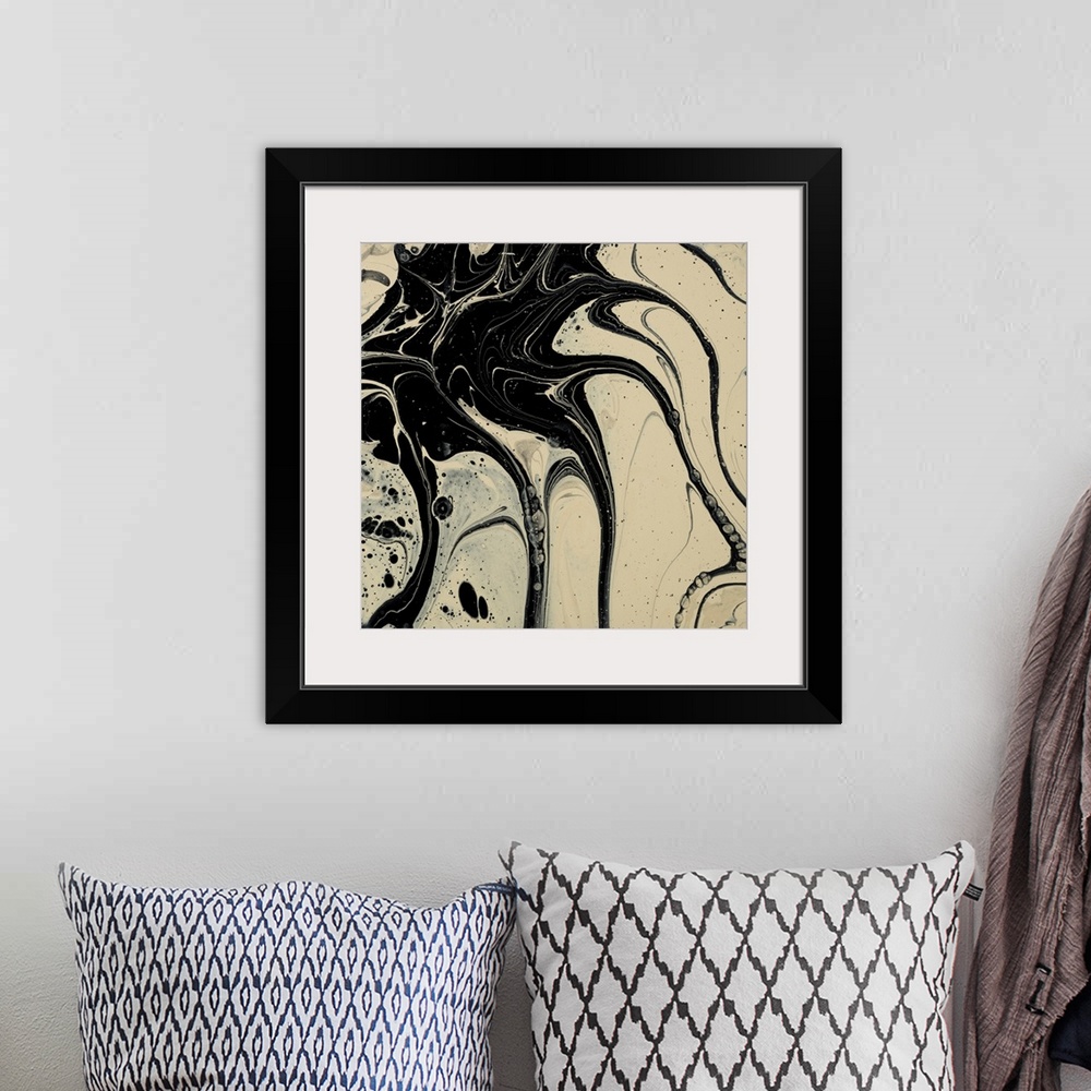 A bohemian room featuring Black And Tan Abstract 7