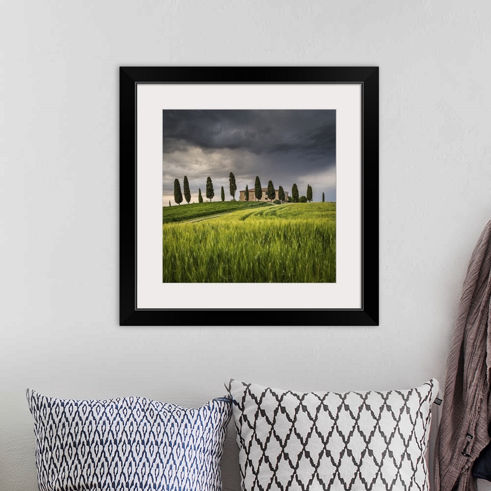 A bohemian room featuring San Quirico d'Orcia, Tuscany, Italy. Farmhouse at sunset.