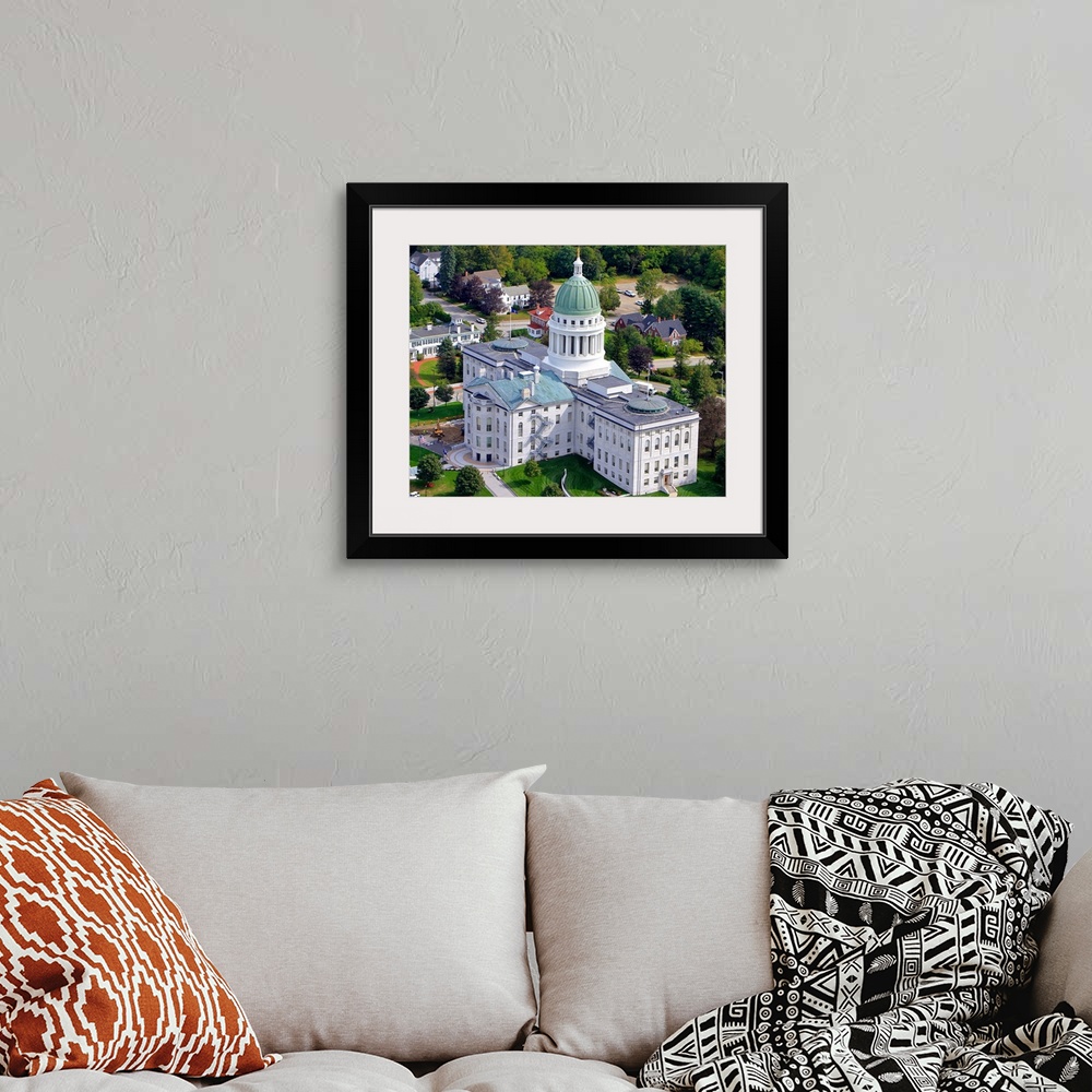 A bohemian room featuring Capitol Building, Augusta, Maine - Aerial Photograph
