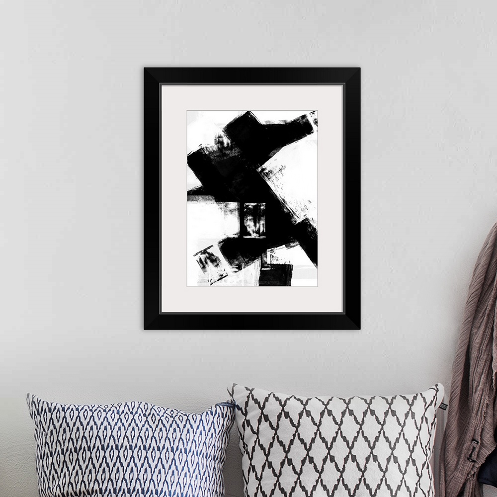 A bohemian room featuring Abstract Black and White No.8