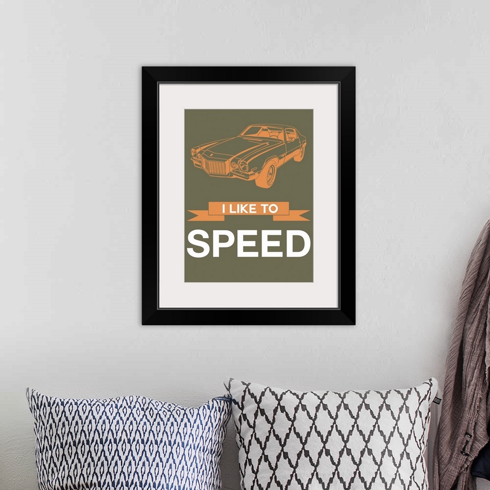 A bohemian room featuring Minimalist Car Poster IV