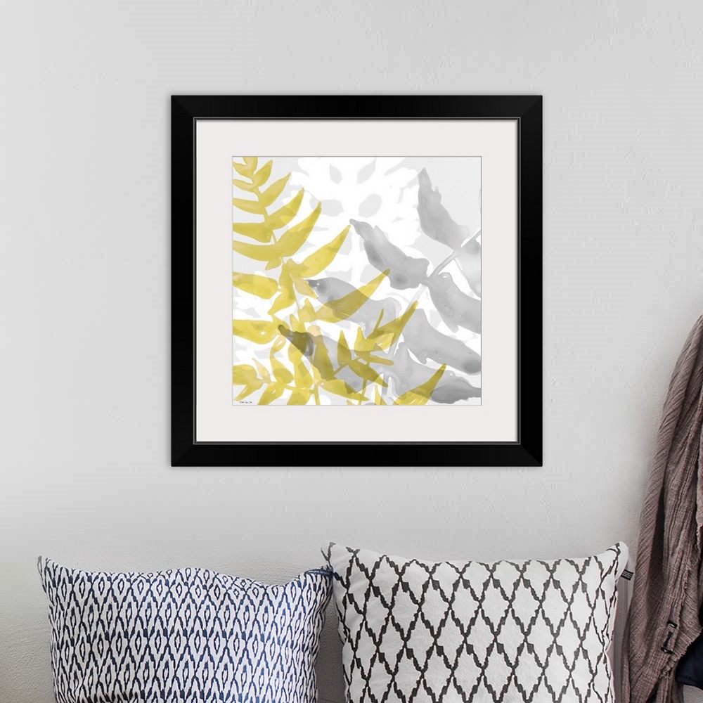 A bohemian room featuring Yellow-Gray Leaves 2