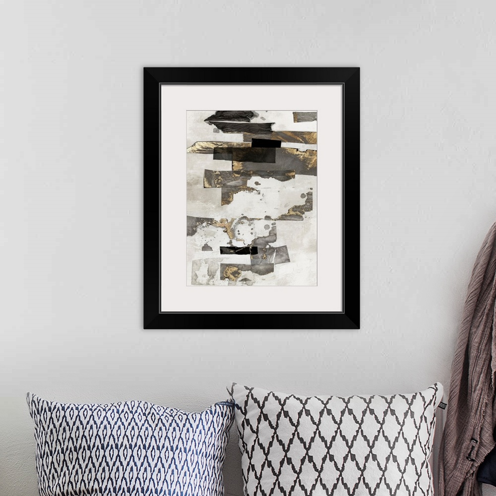 A bohemian room featuring Gold And Black Ink I