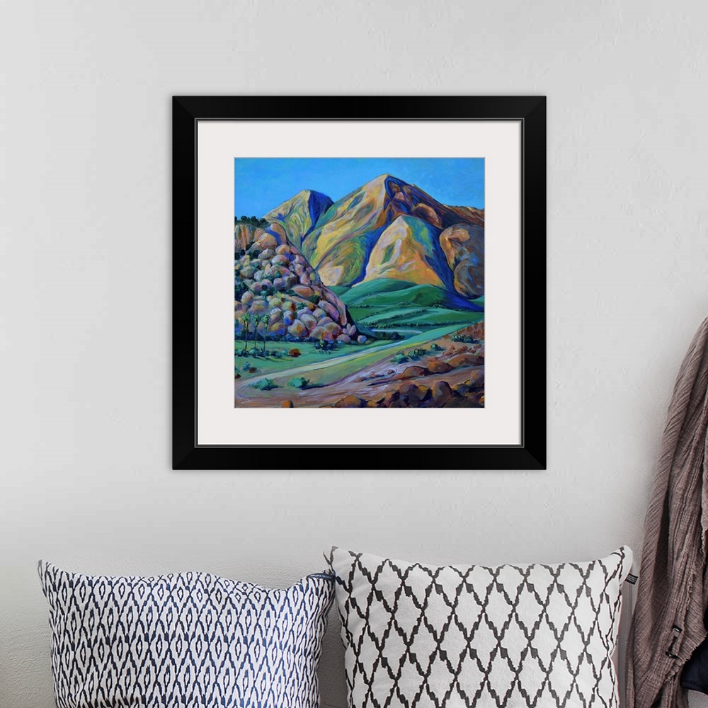 A bohemian room featuring Afternoon Delight by RD Riccoboni, San Diego California Mountains and valley. Boulders rocks clif...