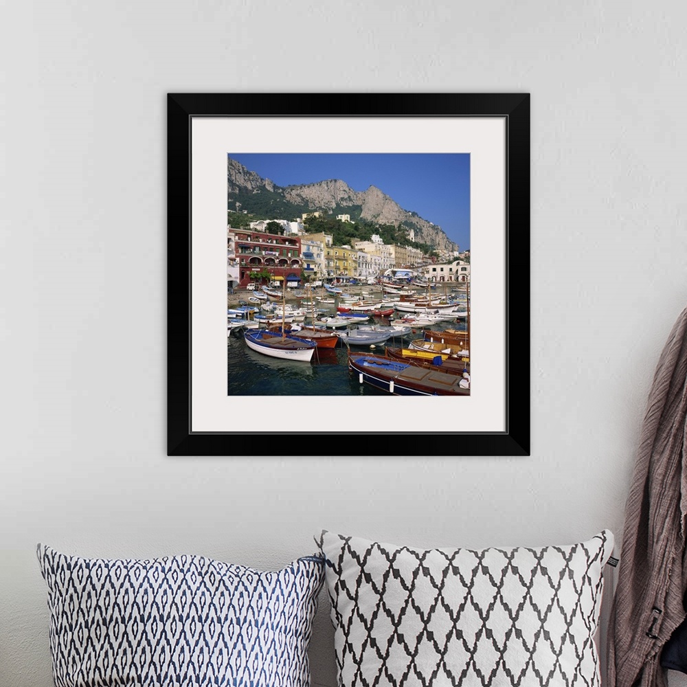 A bohemian room featuring Boats moored in the Marina Grande, Capri, Campania, Italy, Europe