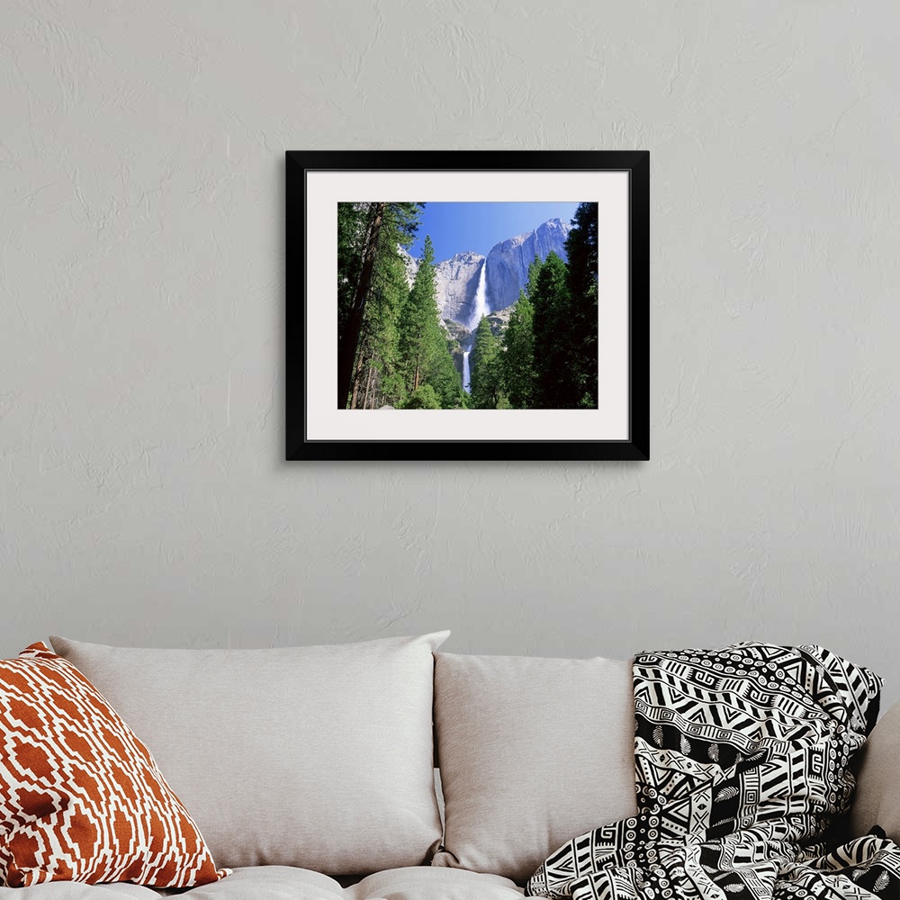 A bohemian room featuring Upper and Lower Yosemite Falls, Yosemite National Park, California