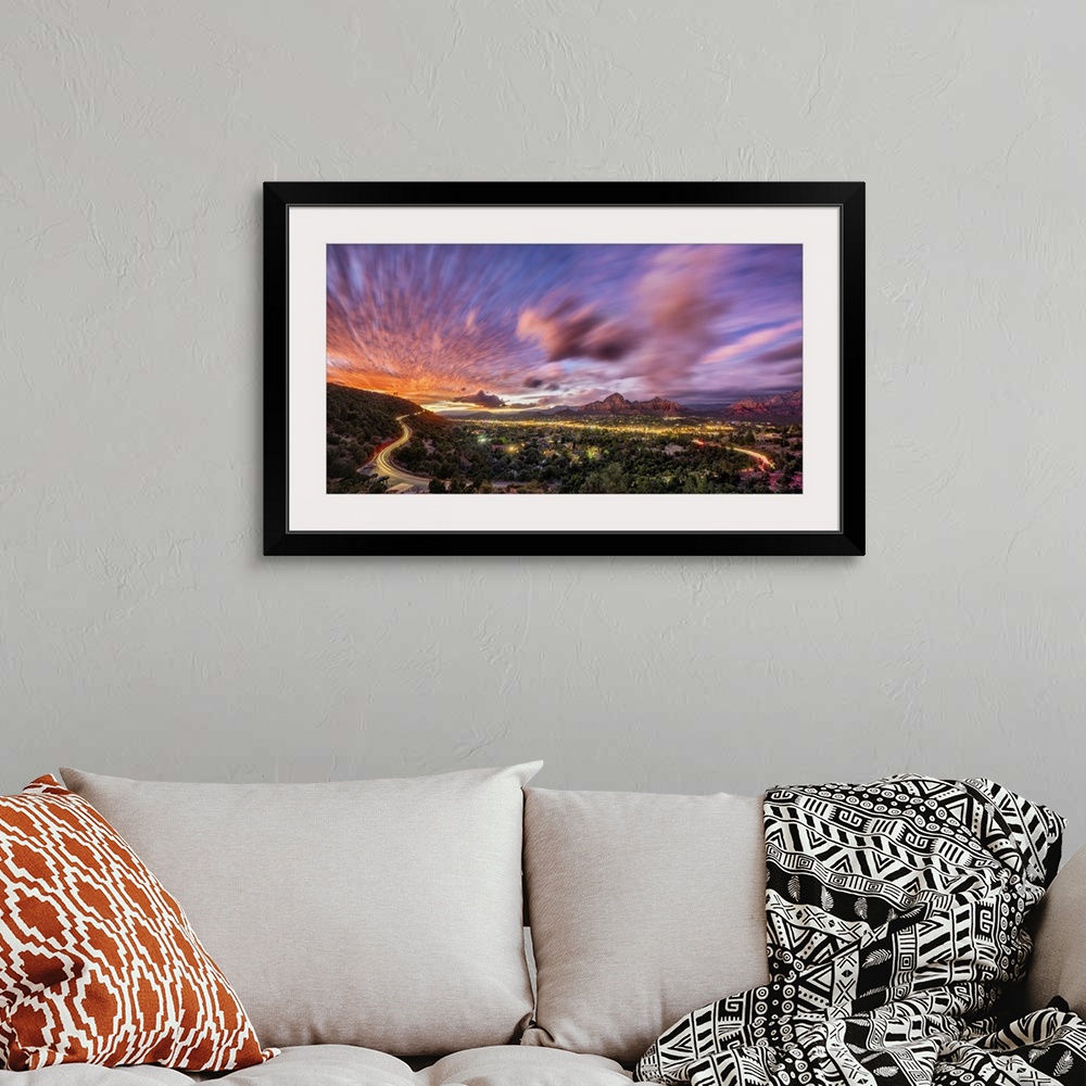 A bohemian room featuring Beautiful sunset panorama over Sedona, Arizona