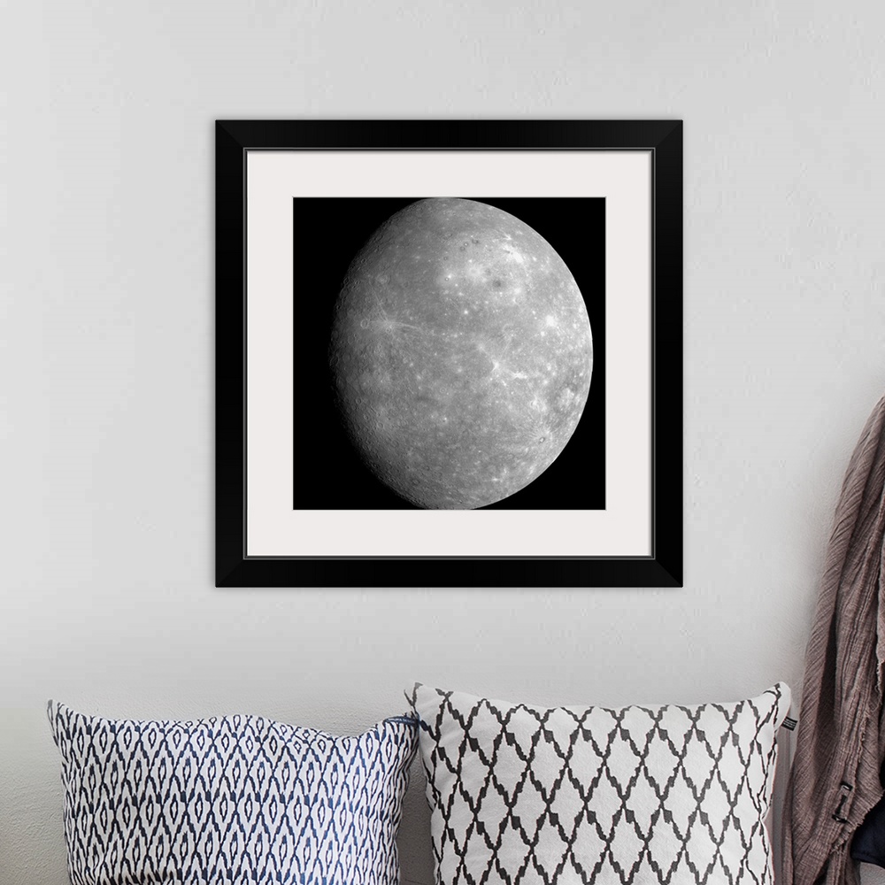 A bohemian room featuring Mosaic of the planet Mercury as seen from the MESSENGER spacecraft on the mission's first flyby o...