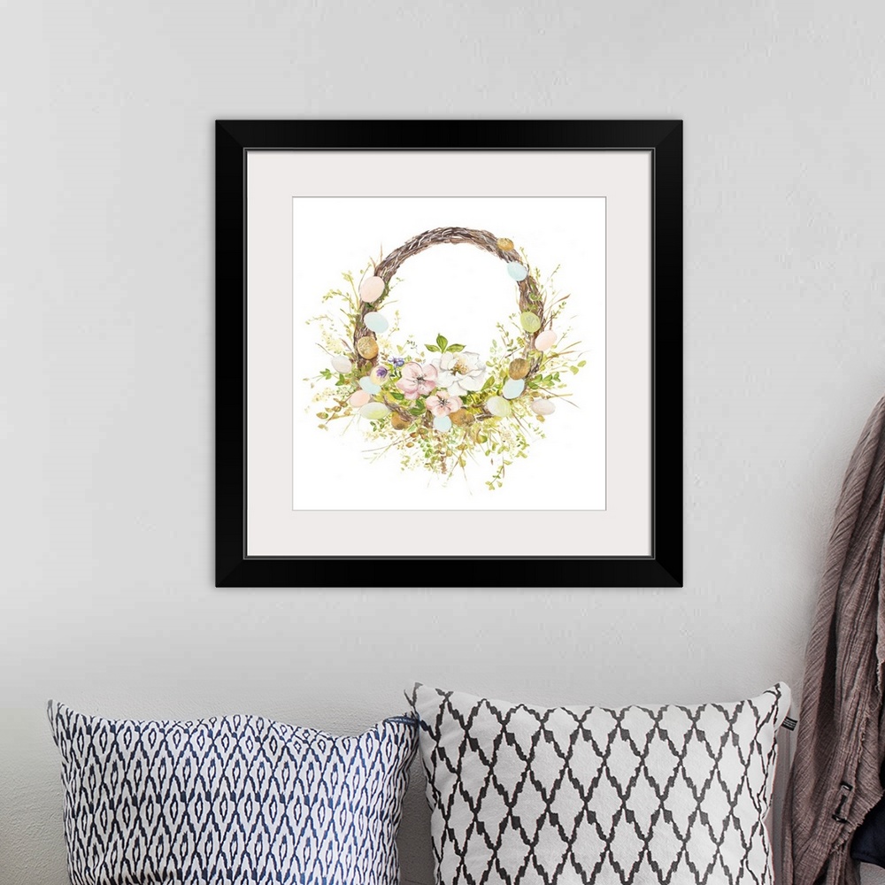 A bohemian room featuring Easter Wreath