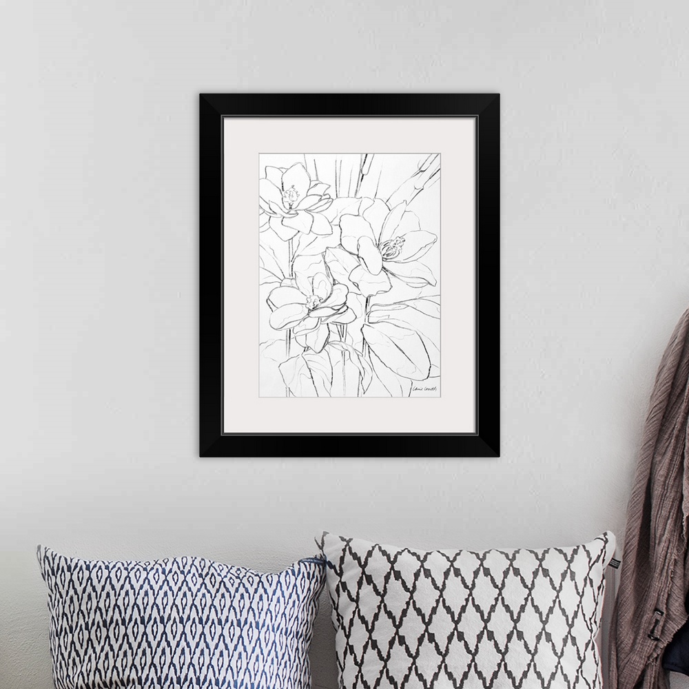 A bohemian room featuring Floral Sketch I