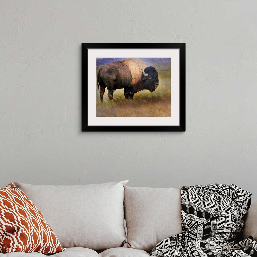 A bohemian room featuring Bison Portrait II