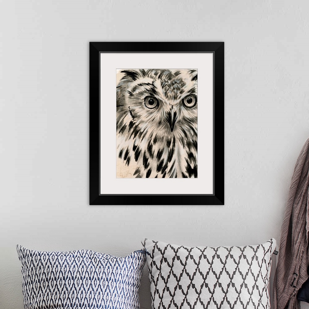 A bohemian room featuring Charcoal Owl I