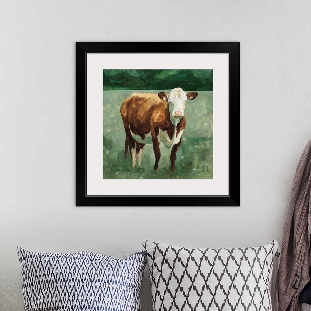 A bohemian room featuring Hereford Cattle I