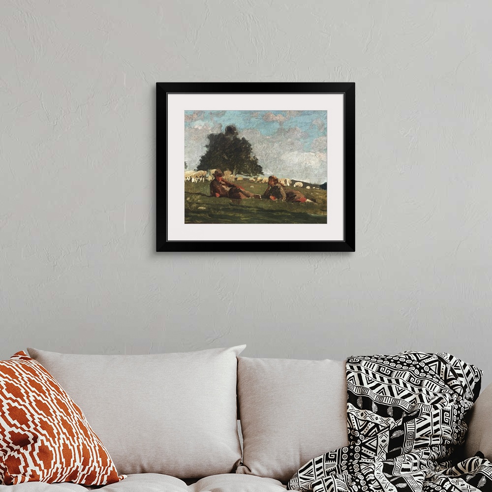 A bohemian room featuring Homer's Sheep Countryside I