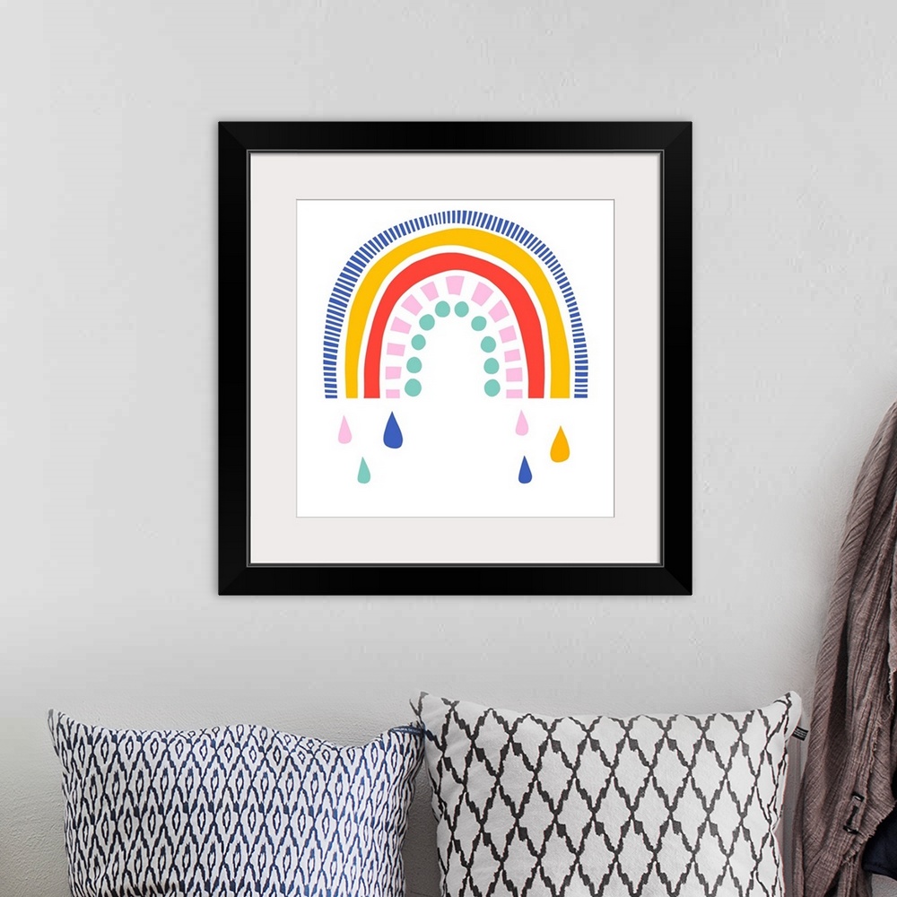 A bohemian room featuring Patterned Rainbow I