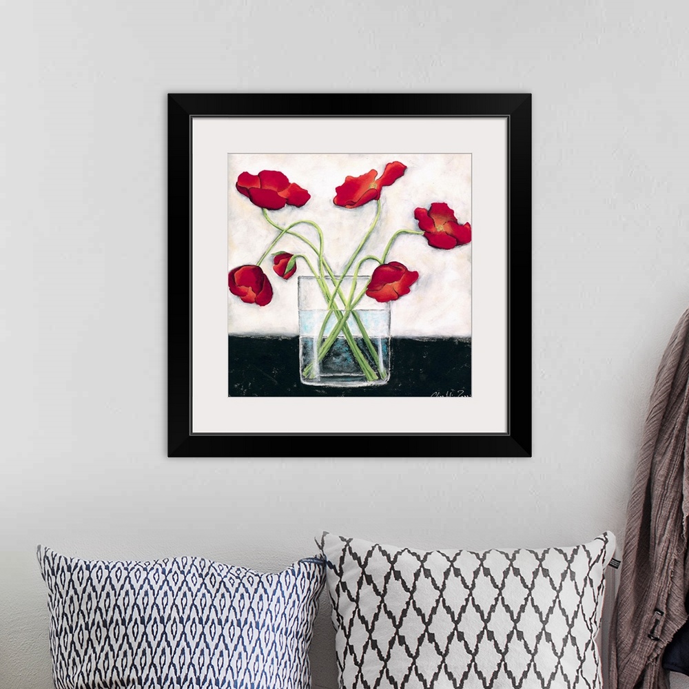 A bohemian room featuring Printed Modern Poppies I