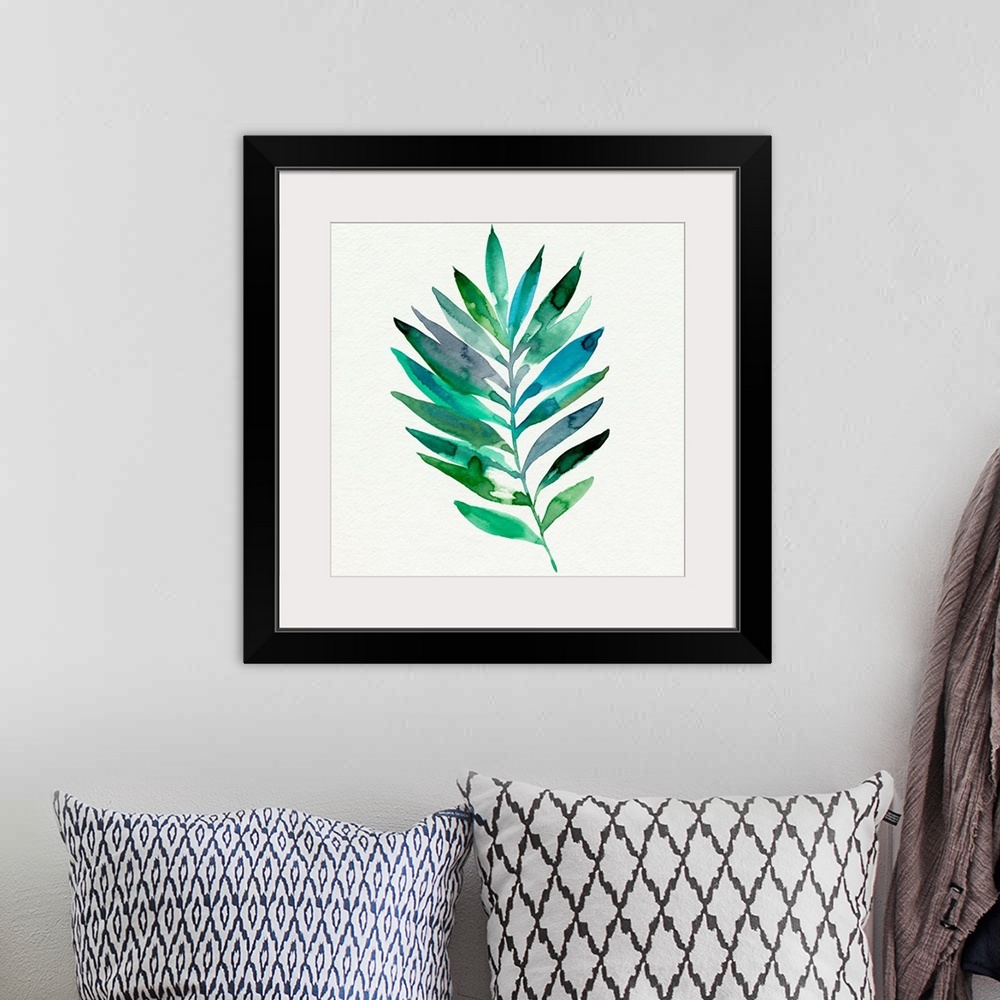A bohemian room featuring Watercolor Palm Impression III