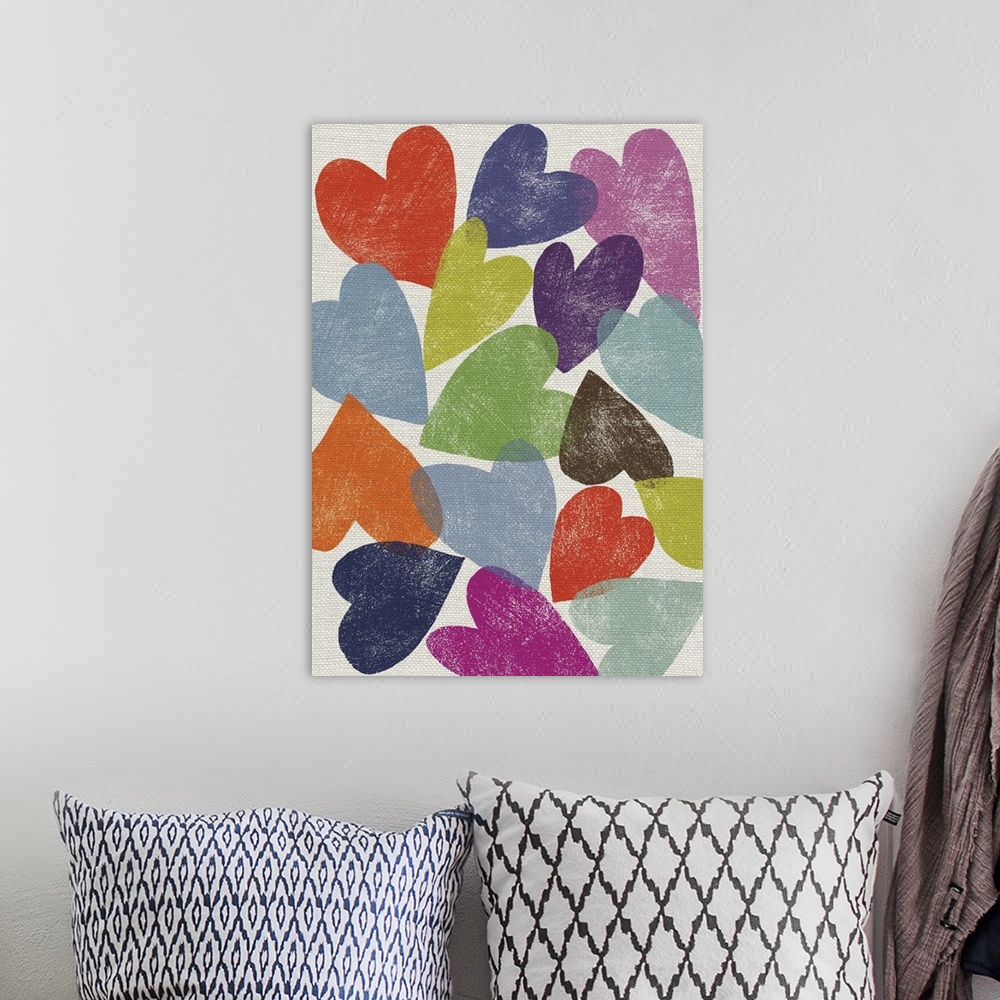 A bohemian room featuring Printed Hearts