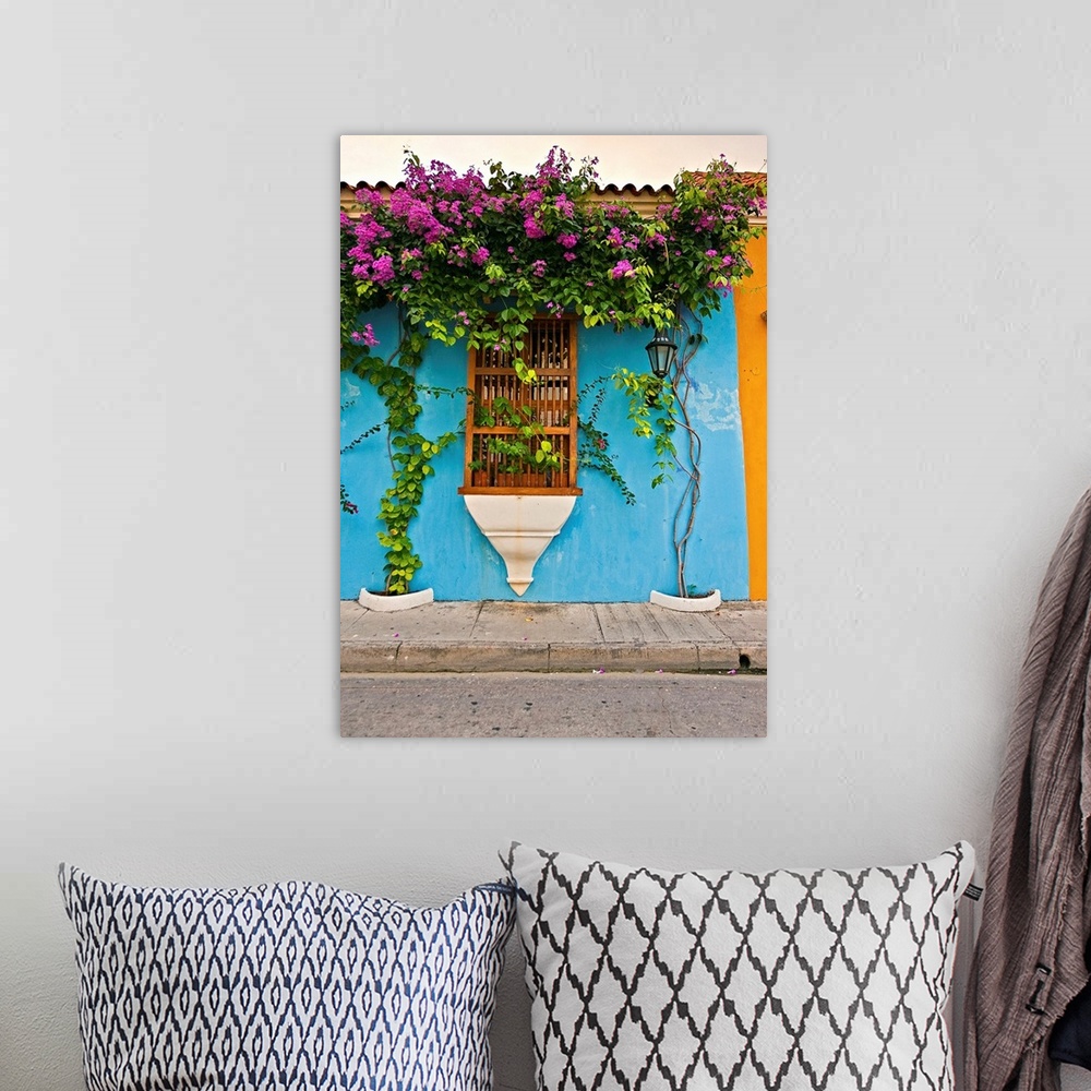 A bohemian room featuring Colombia, Cartagena, old town, colorful facade
