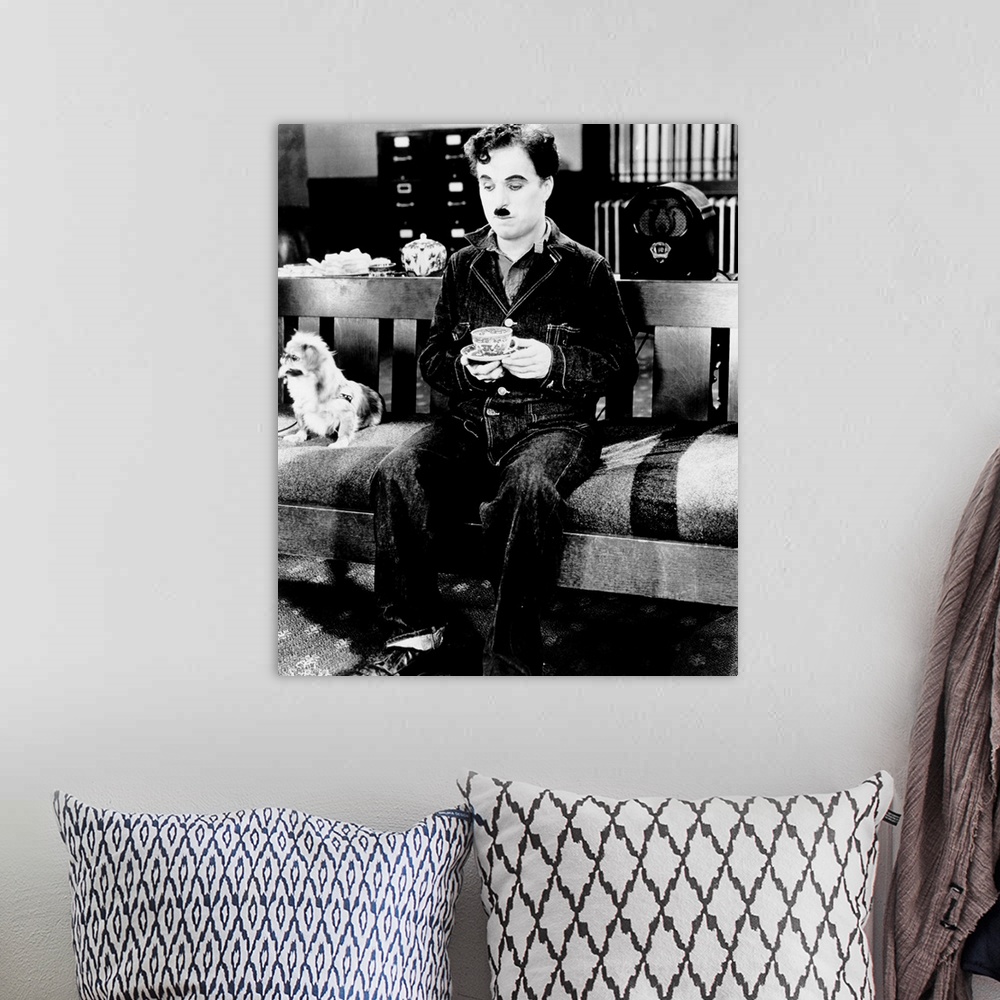 A bohemian room featuring MODERN TIMES, Charlie Chaplin, 1936.