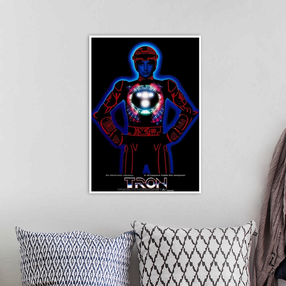 A bohemian room featuring TRON, US poster art, Bruce Boxleitner, 1982.