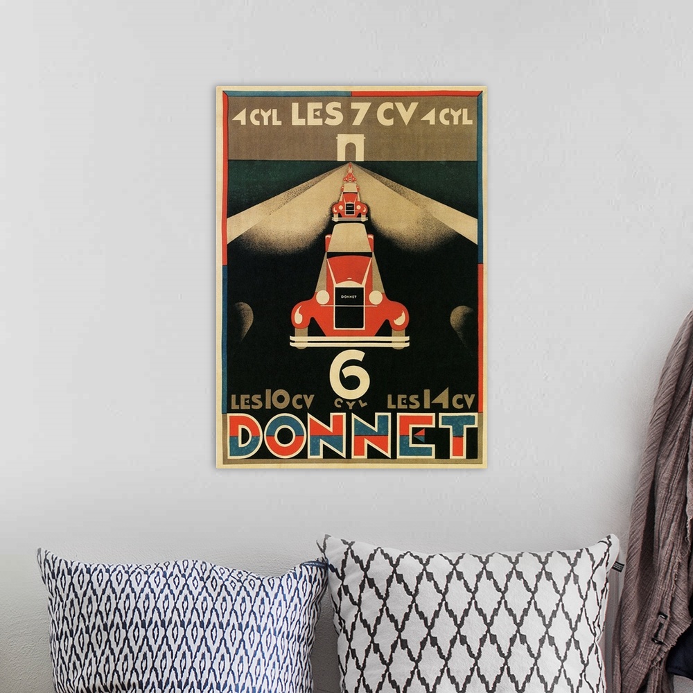 A bohemian room featuring Advertisement For Donnet, French Automotive Pioneer